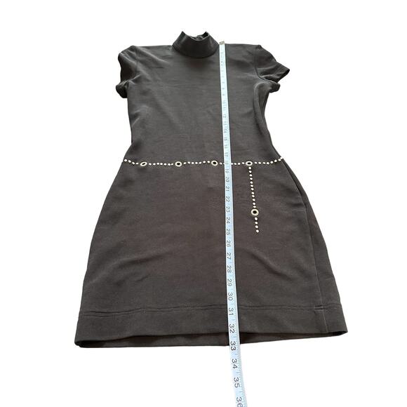 Tadashi Shoji 90s Y2K Black Rhinestone High Neck Bodycon Mini Cocktail Dress - Picture 13 of 13